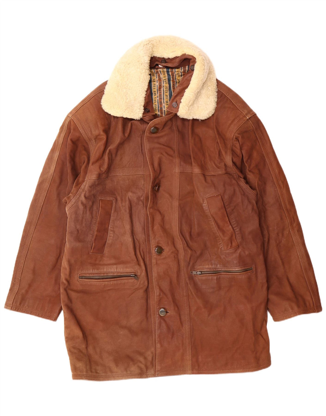 Casaco de couro masculino VINTAGE IT 50 grande marrom