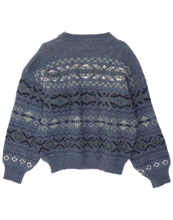 Suéter feminino Levi's com gola canoa UK 16 grande azul Fair Isle