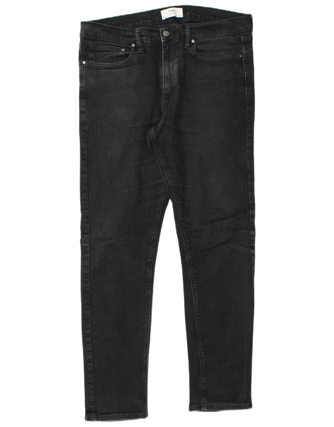 Marks & Spencer Mens Jeans Slim W36 L33 Algodão Preto