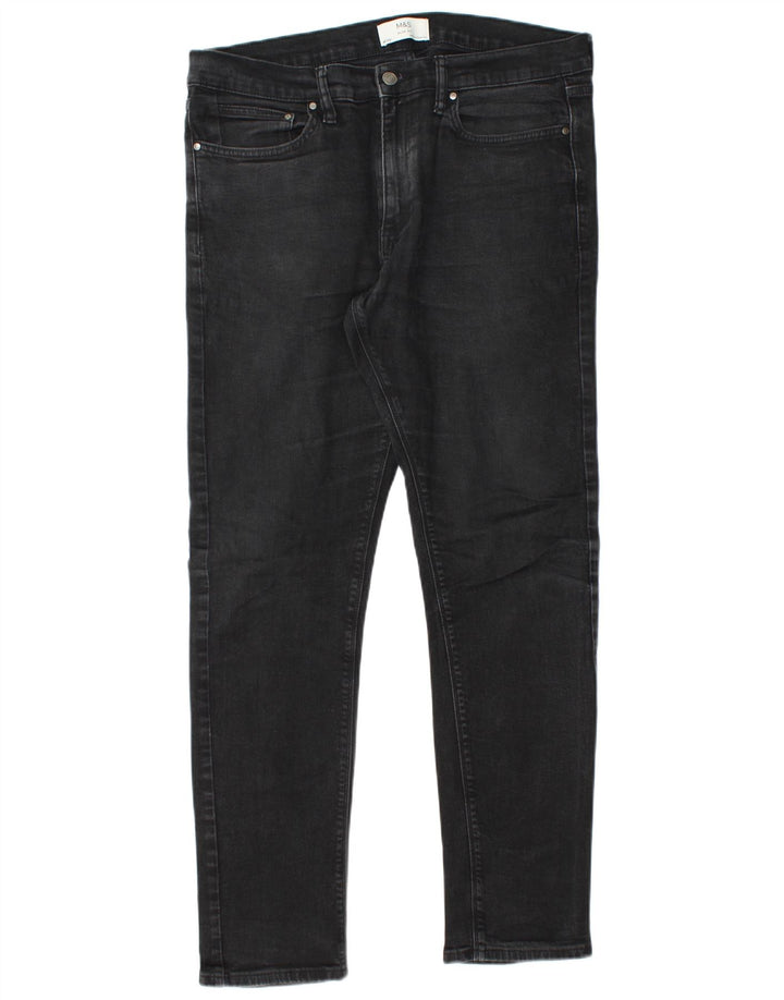 Marks & Spencer Mens Jeans Slim W36 L33 Algodão Preto