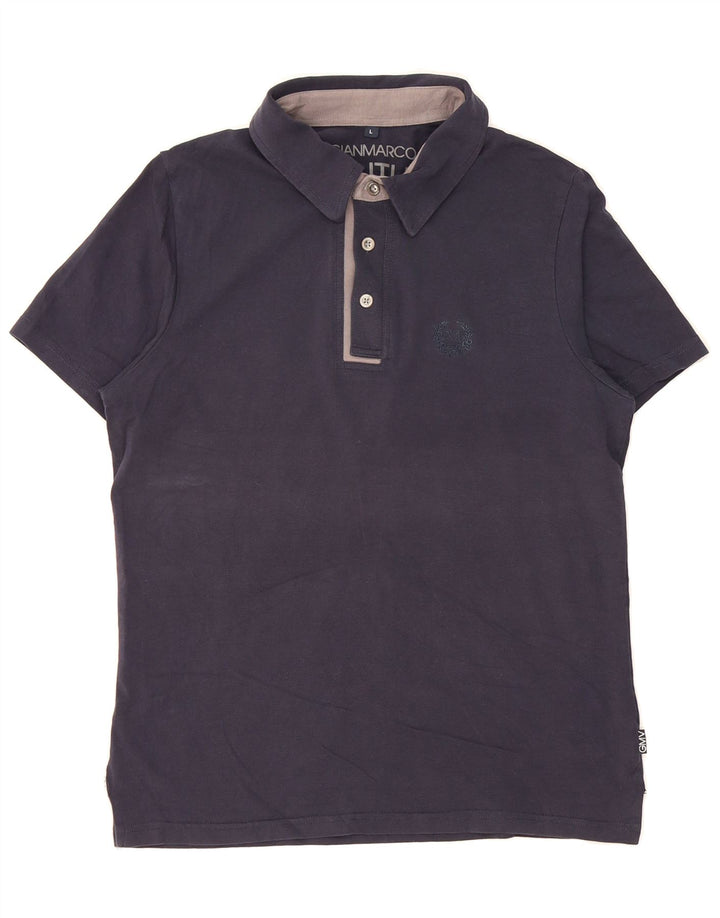 GIANMARCO VENTURI Mens Polo Shirt Large Navy Blue Cotton Vintage Gianmarco Venturi and Second-Hand Gianmarco Venturi from Messina Hembry 