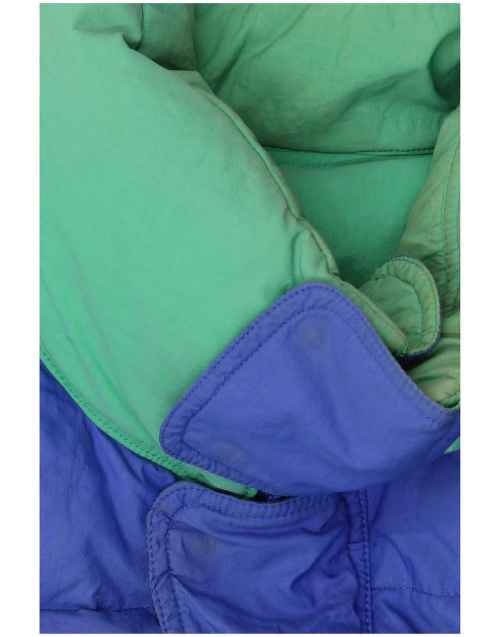 Jaqueta acolchoada superdimensionada masculina vintage UK 36 Small Blue Colourblock Nylon