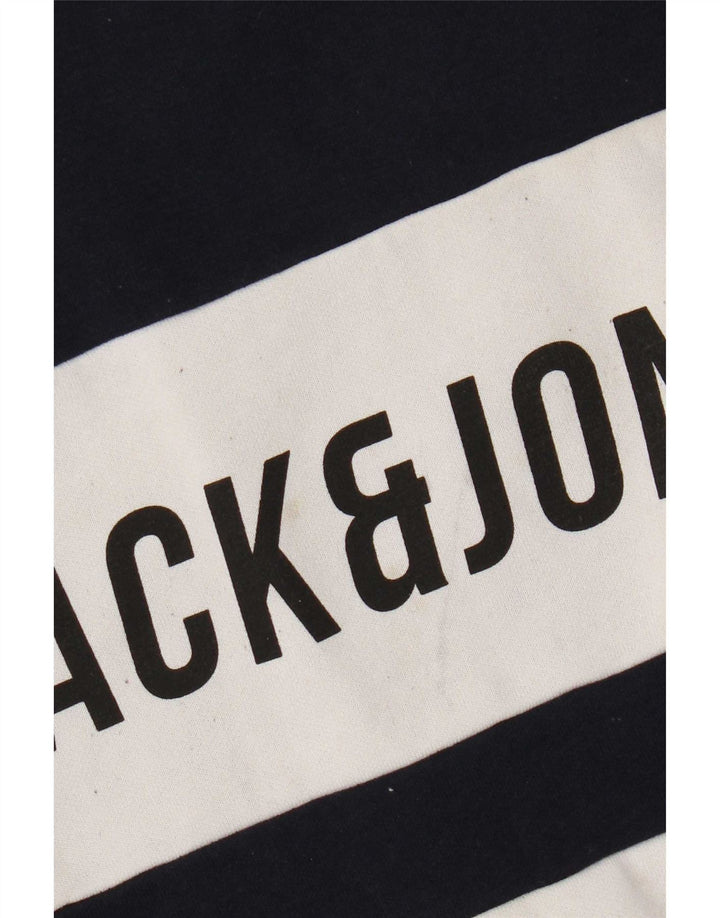Jack & Jones moletom gráfico masculino jumper grande bloco colorido azul marinho