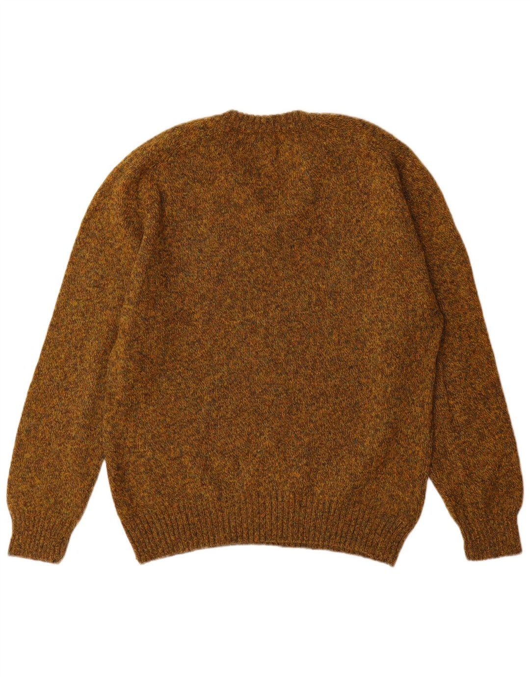 Suéter masculino vintage com decote em V grande lã manchada cáqui