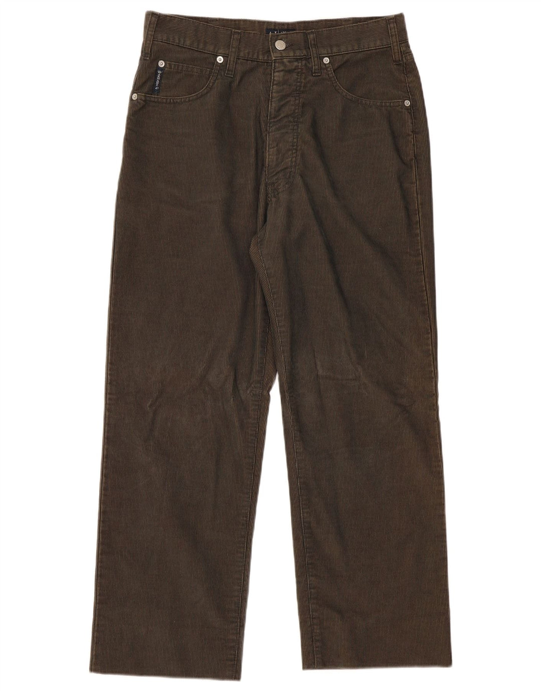 Calça feminina reta de veludo Armani W34 L28 poliéster cáqui