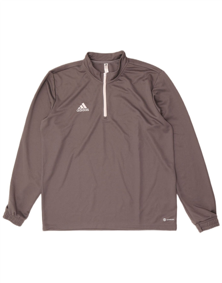 Adidas Mens Aeroready Zip Neck Pullover Treino Top XL Cinza Poliéster