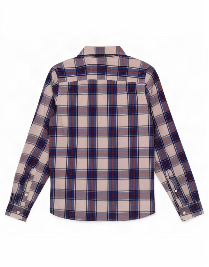 Camisa masculina Hollister de algodão xadrez azul médio