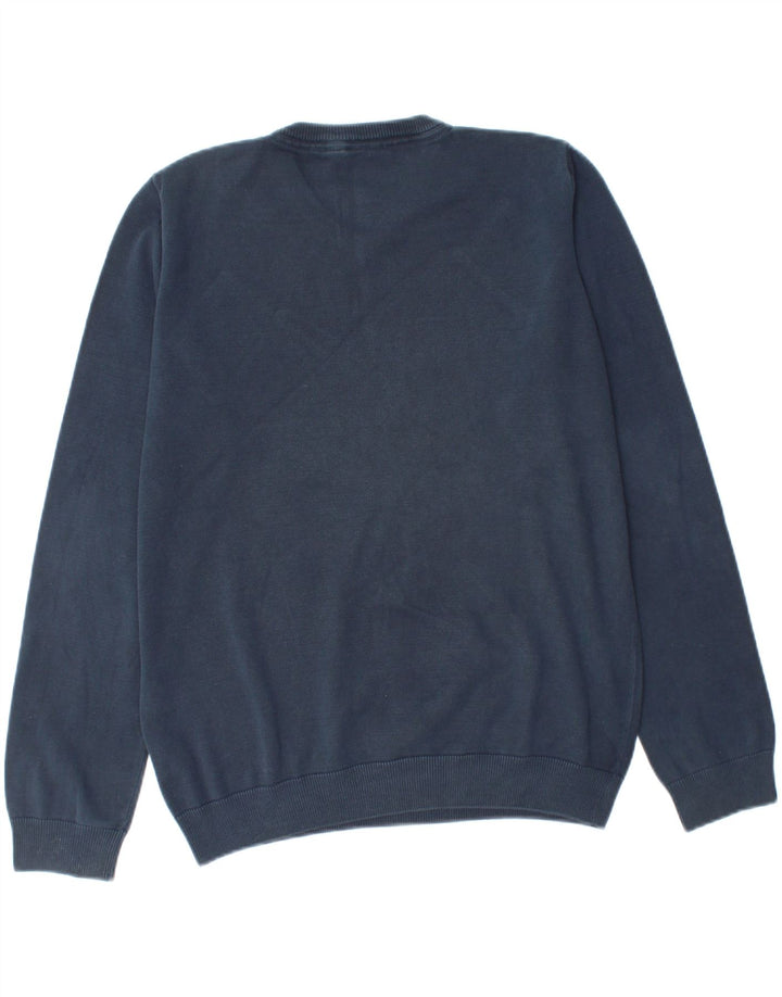 MARKS & SPENCER Boys V-Neck Jumper Sweater 15-16 Years Navy Blue Cotton Vintage Marks & Spencer and Second-Hand Marks & Spencer from Messina Hembry 