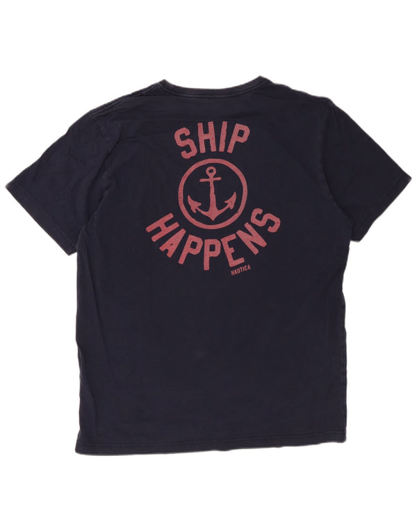 Camiseta gráfica masculina Nautica Top grande algodão azul marinho