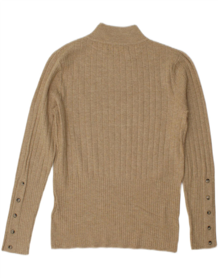 Suéter feminino Marks & Spencer com gola tartaruga Reino Unido 10 viscose bege pequena