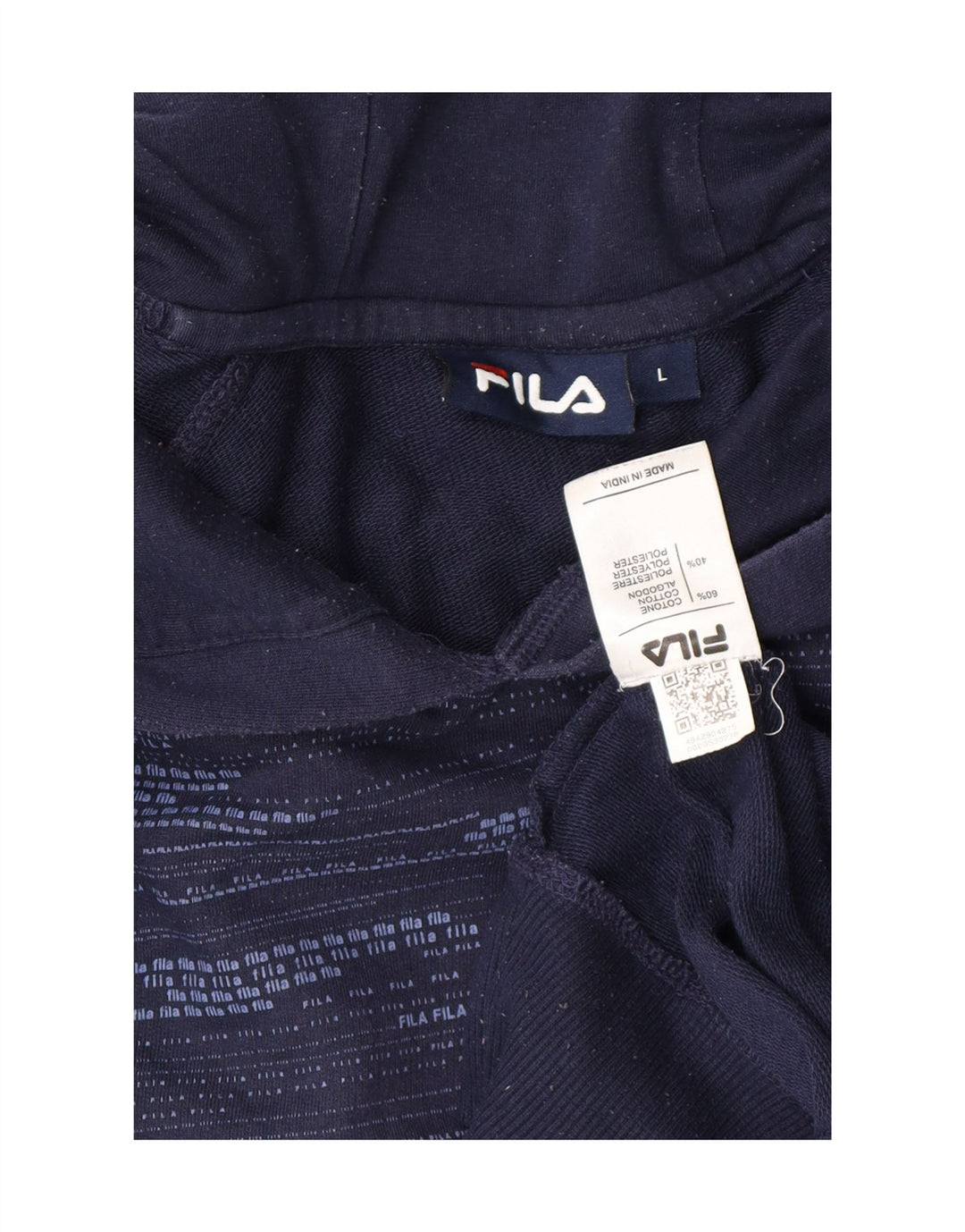 FILA Mens Hoodie Jumper Large Navy Blue Striped Cotton Vintage Fila and Second-Hand Fila from Messina Hembry 