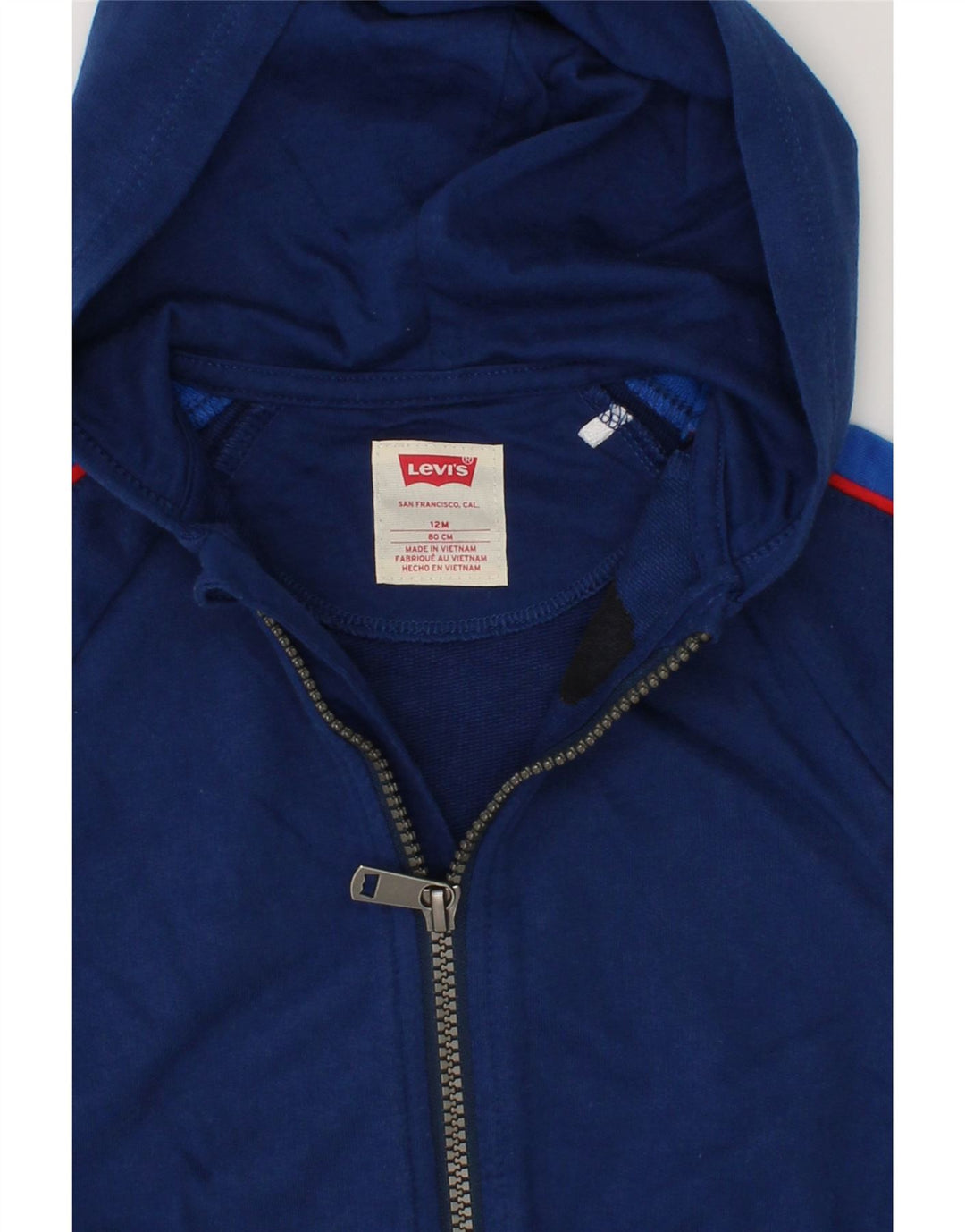 LEVI'S Baby Boys Zip Hoodie Sweater 9-12 Months Blue Colourblock Cotton Vintage Levi's and Second-Hand Levi's from Messina Hembry 