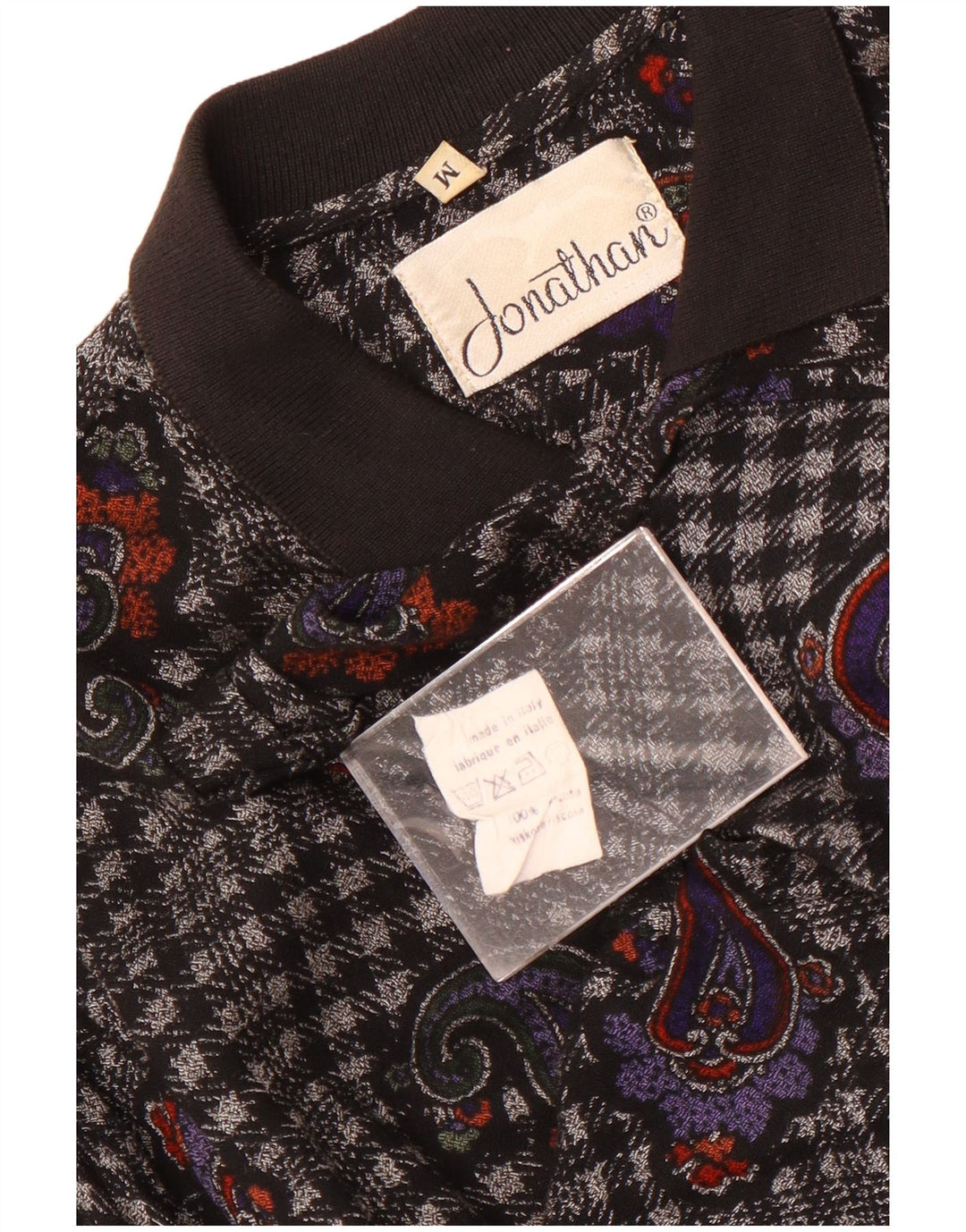 Camisa masculina vintage de flanela média preta paisley viscose