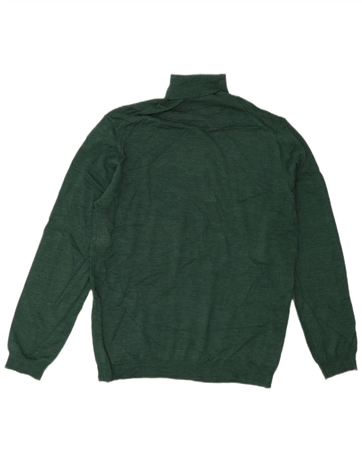 Zara Suéter masculino com gola redonda grande acrílico verde