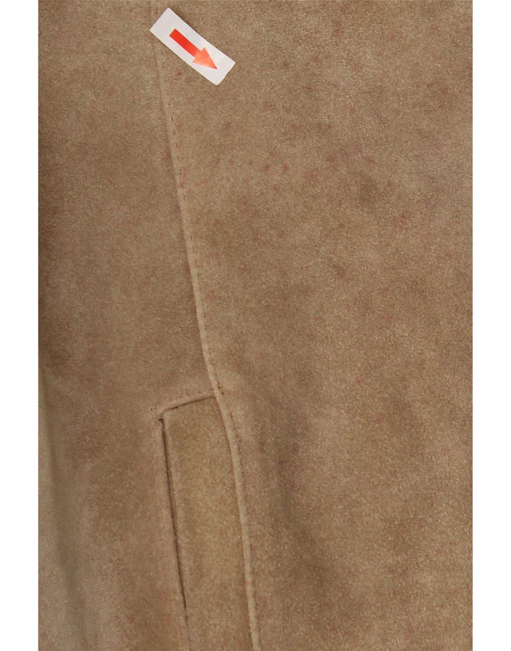 Jaqueta bomber de camurça feminina vintage EU 50 XL bege Colourblock poliacrílico