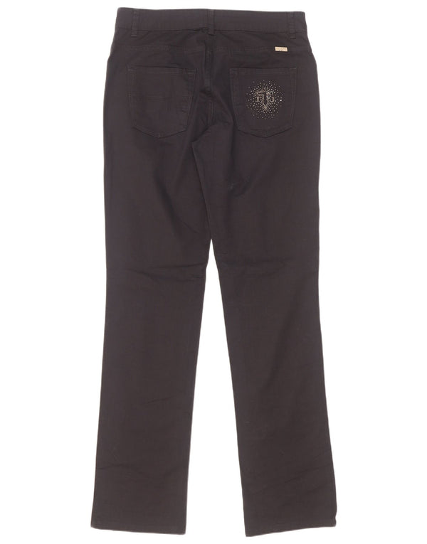 Calça feminina casual reta Trussardi W28 L33 algodão azul marinho