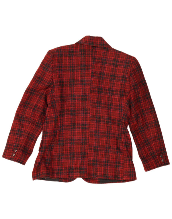 ALEXANDRA Jaqueta blazer feminina de 3 botões IT 46 grande lã xadrez vermelha