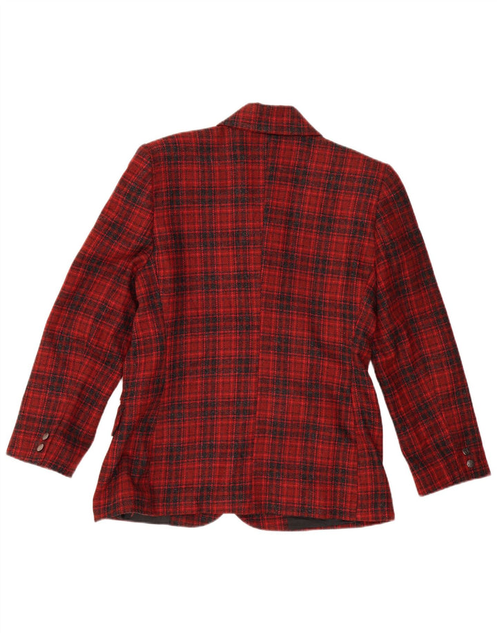ALEXANDRA Jaqueta blazer feminina de 3 botões IT 46 grande lã xadrez vermelha