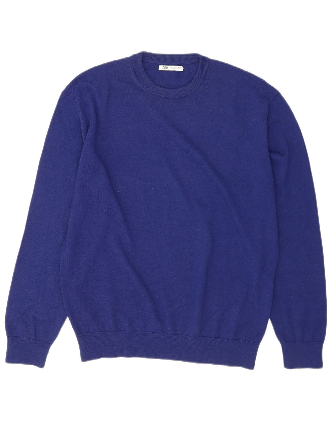 Zara Suéter masculino com gola redonda grande azul