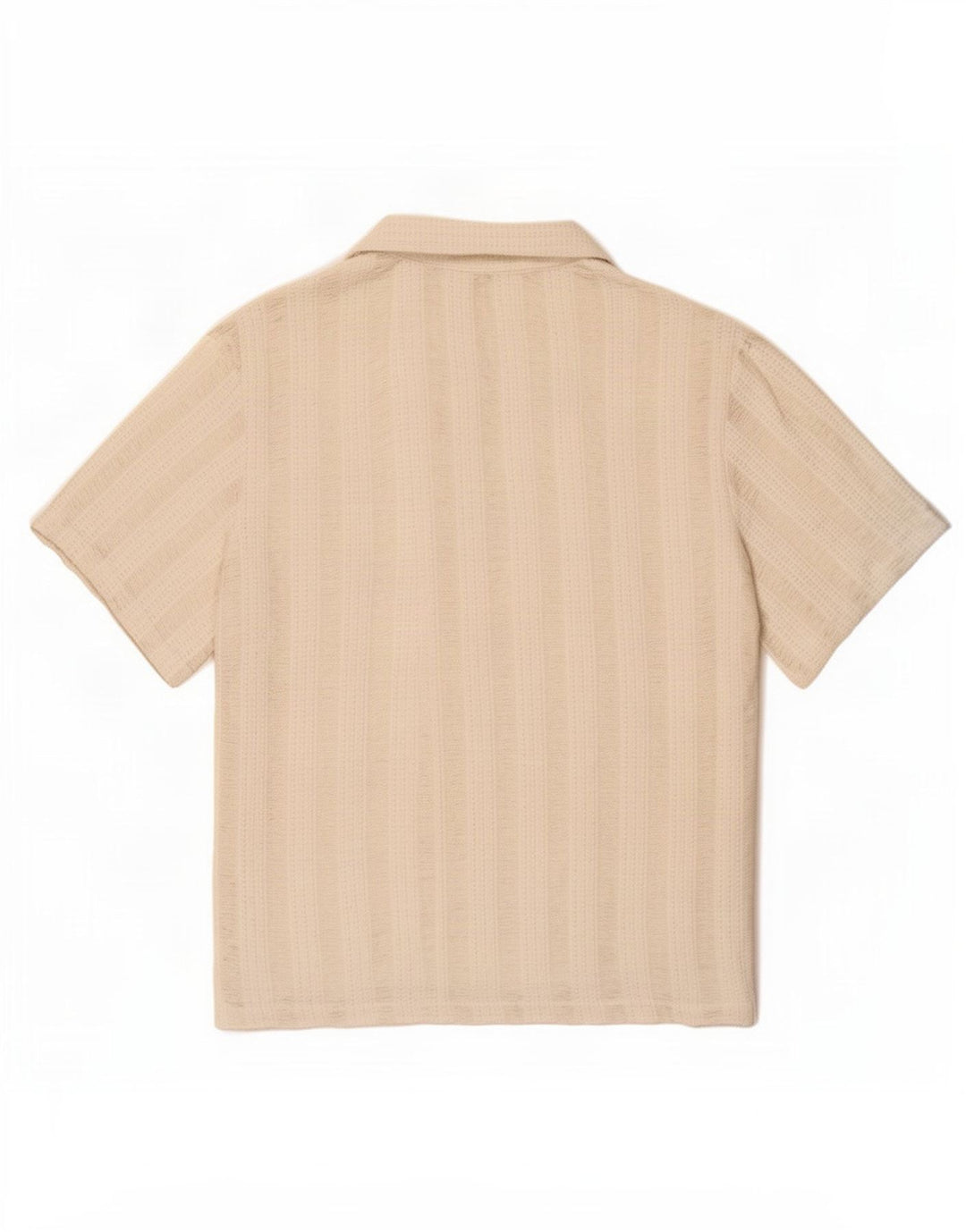 Zara Camisa masculina de malha de manga curta grande poliéster listrado branco