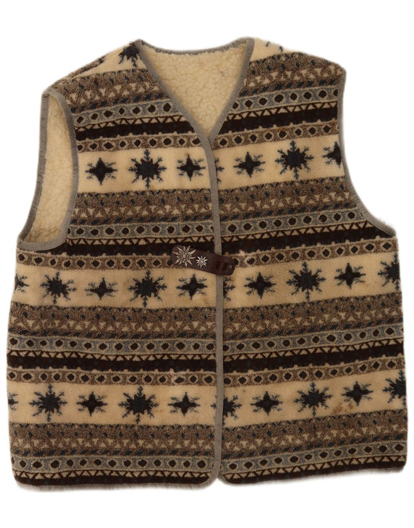 Gilet feminino vintage de lã UK 18 XL multicolorido Fair Isle Virgin Wool