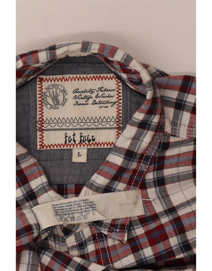 Camisa masculina de flanela Fat Face grande algodão xadrez vermelho