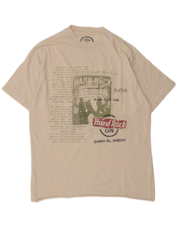 Camiseta masculina Hard Rock Cafe Sharm El Sheikh com estampa gráfica grande esbranquiçada
