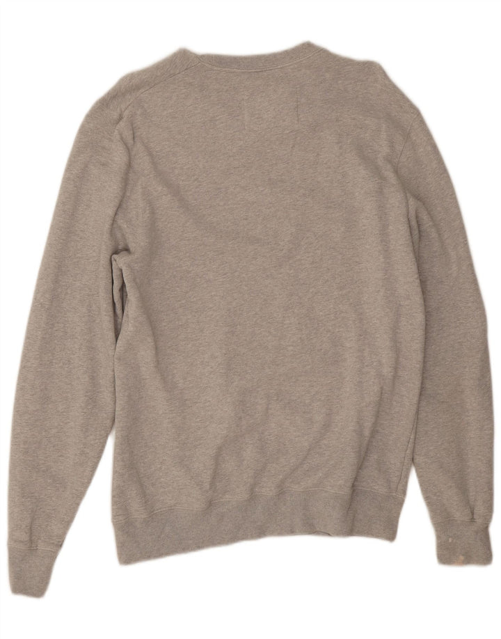 Jack Wills moletom gráfico masculino jumper médio cinza algodão manchado
