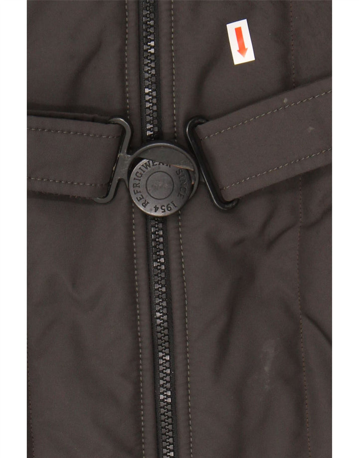 Casaco feminino acolchoado com capuz Refrigiwear IT 46 grande caqui nylon