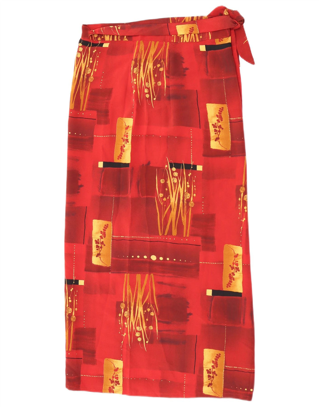 Saia feminina vintage com padrão abstrato W30 pequena marrom