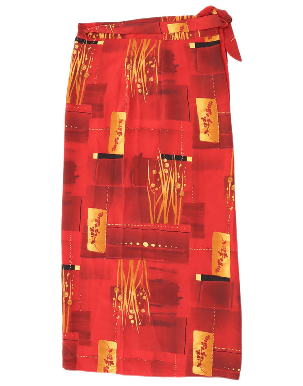 Saia feminina vintage com padrão abstrato W30 pequena marrom