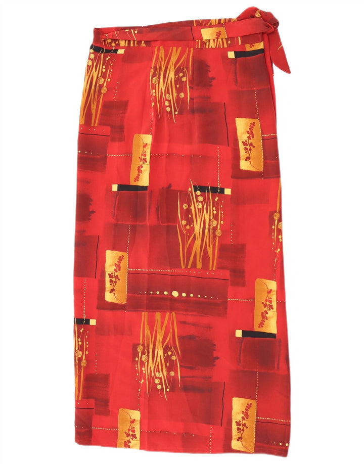 Saia feminina vintage com padrão abstrato W30 pequena marrom