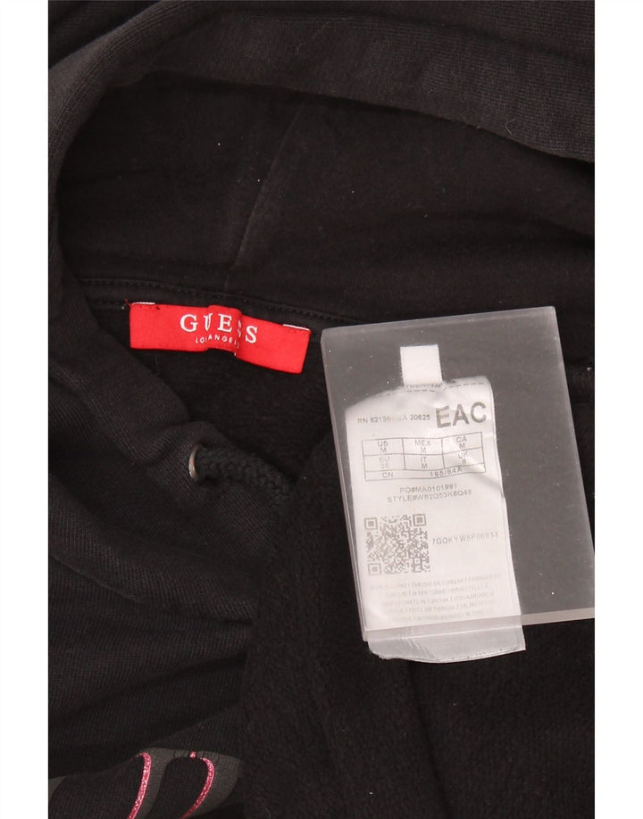 Suéter feminino com capuz estampado de manga 3/4 GUESS UK 8 pequeno preto