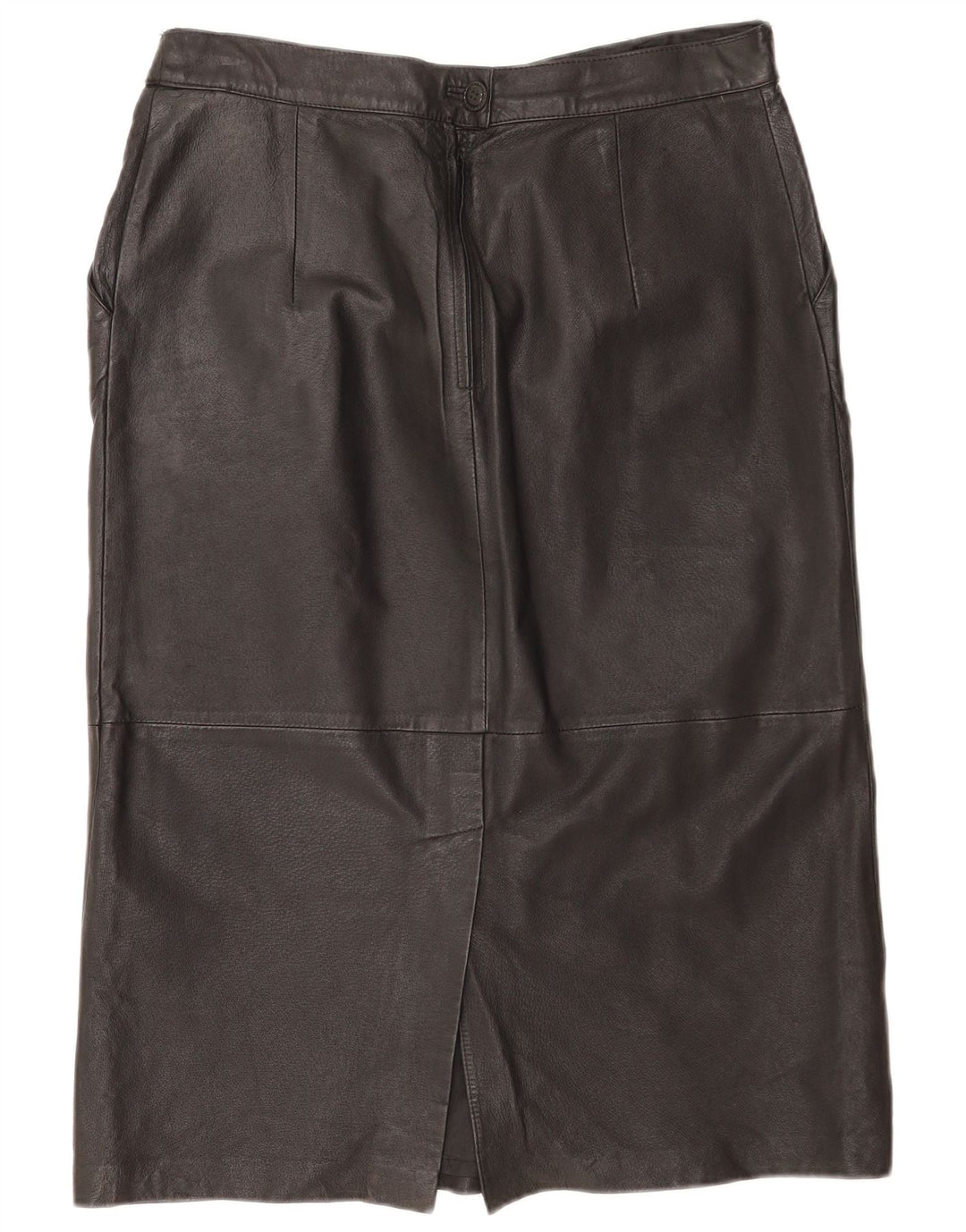 Saia de couro feminina vintage IT 44 médio W32 couro preto