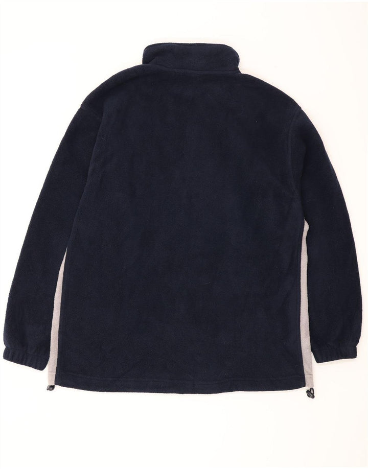 Reebok Mens Zip Neck Fleece Jumper pequeno azul marinho Colourblock poliéster