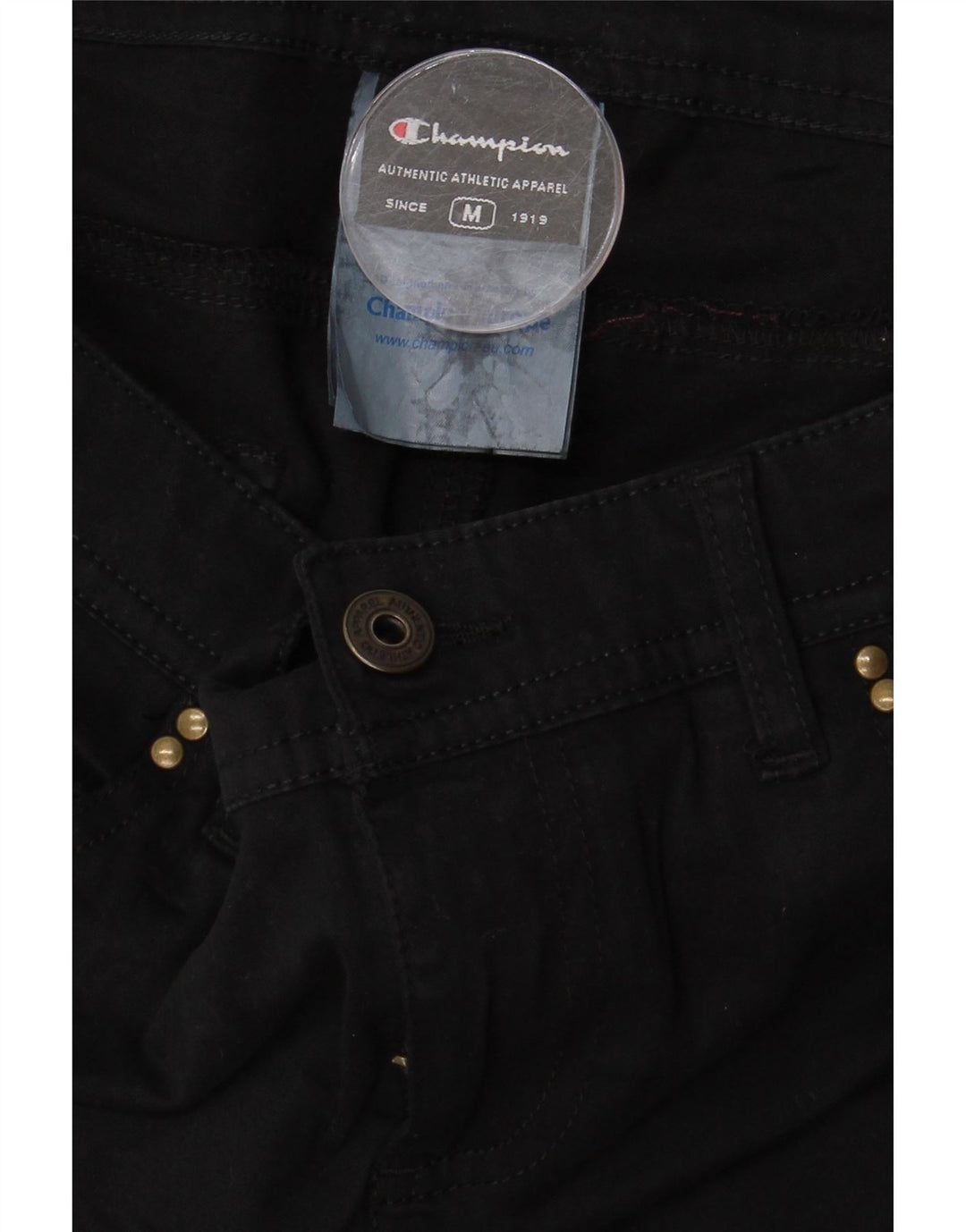 CHAMPION Calça feminina reta casual médio W30 L34 algodão preto