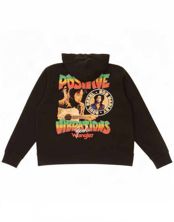 Wrangler Womens Bob Marley Graphic Hoodie Jumper UK 16 Grande Preto