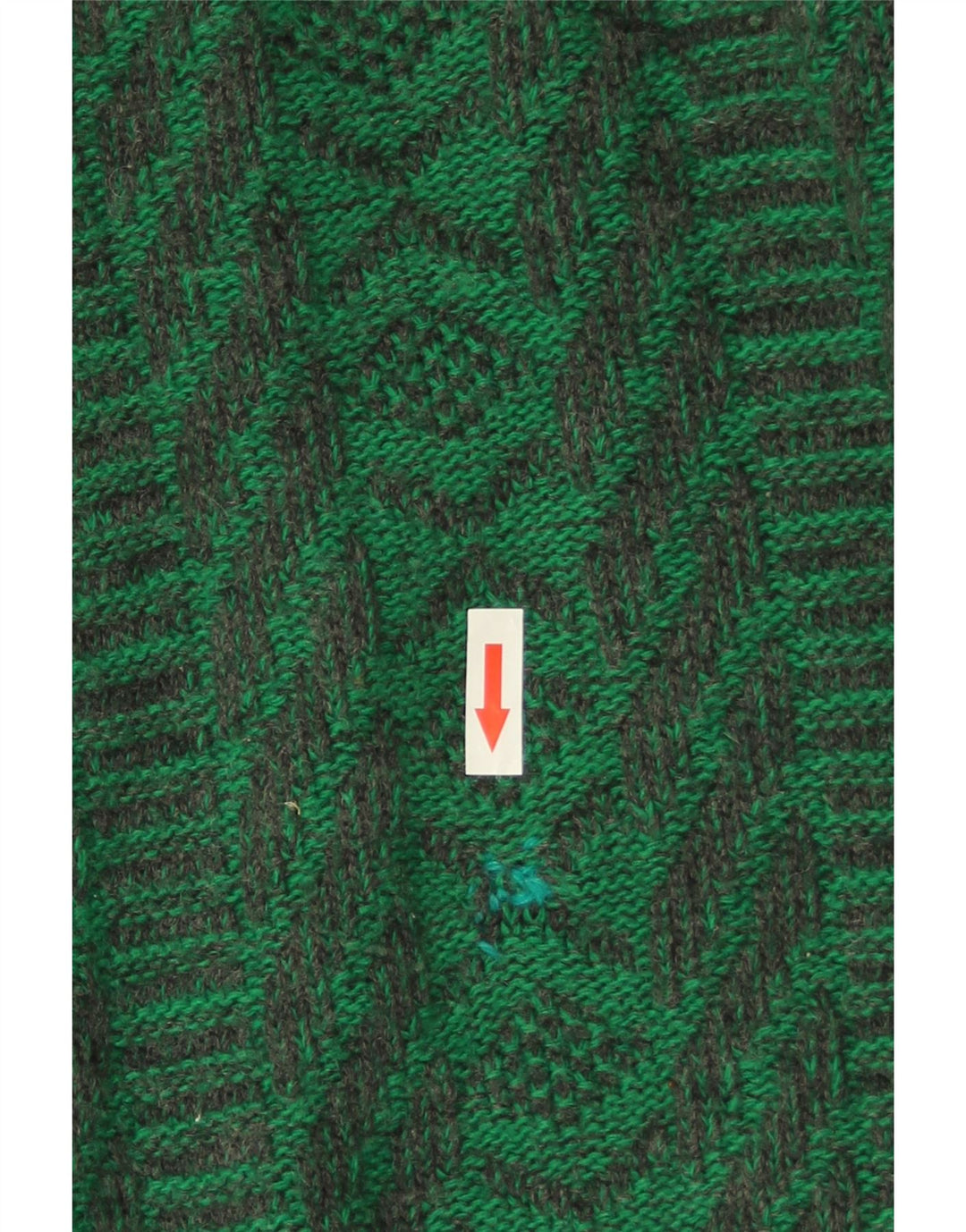 Suéter vintage masculino com gola redonda, verde médio geométrico