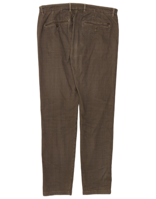 Liu Jo Calça Chino Masculina Slim IT 52 XL W36 L32 Algodão Geométrico Marrom