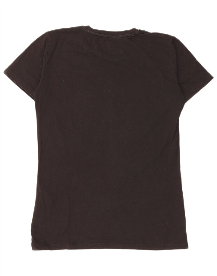 Camiseta feminina gráfica GUESS UK 12 algodão preto médio