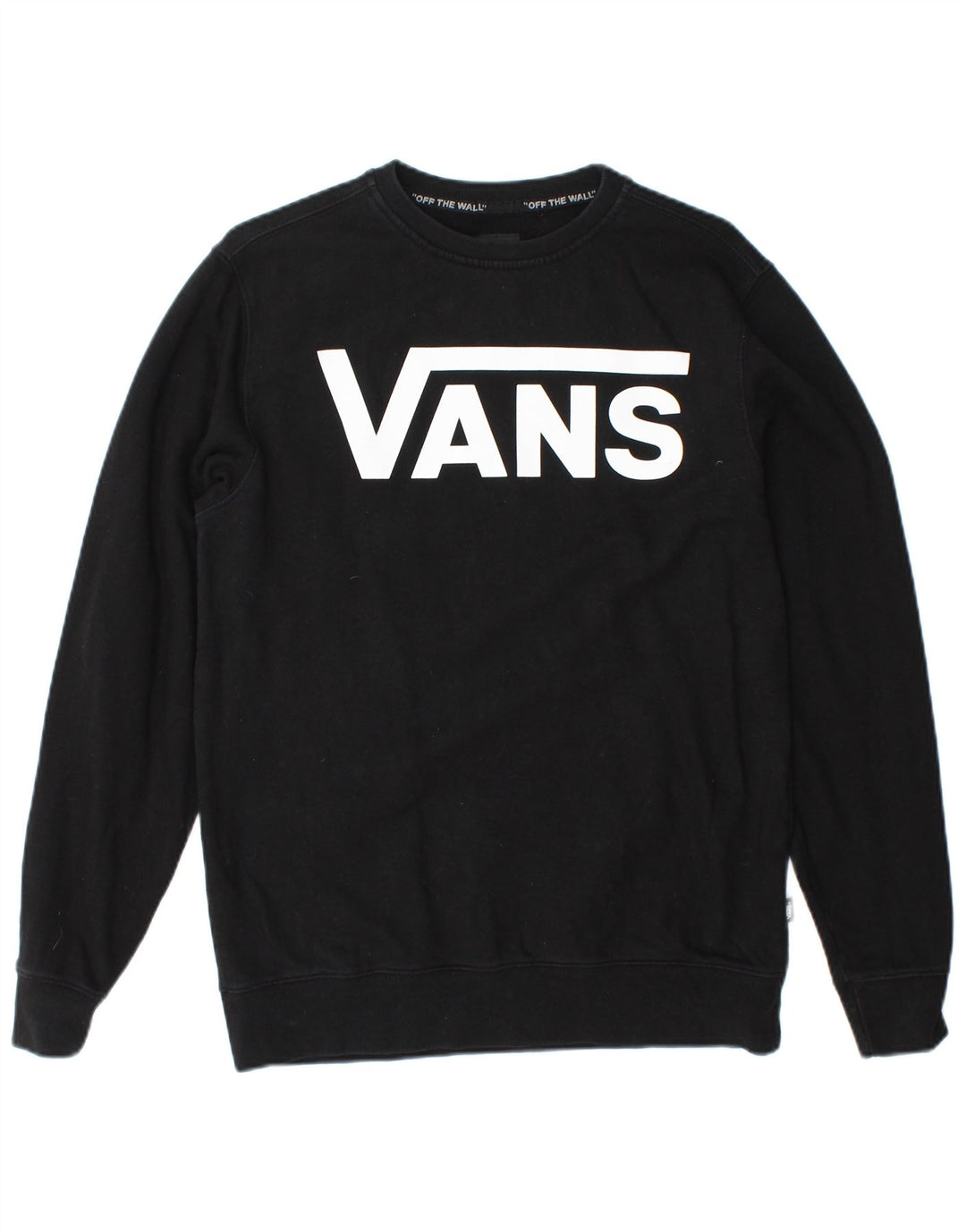 VANS Mens Graphic Moletom Jumper Pequeno Algodão Preto