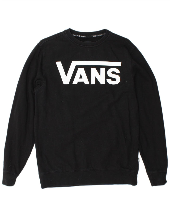 VANS Mens Graphic Moletom Jumper Pequeno Algodão Preto