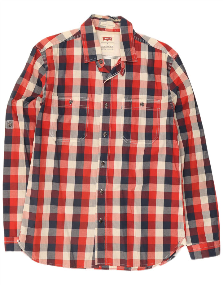 Camisa Levi's Masculina Slim Fit Médio Algodão Gingham Vermelho