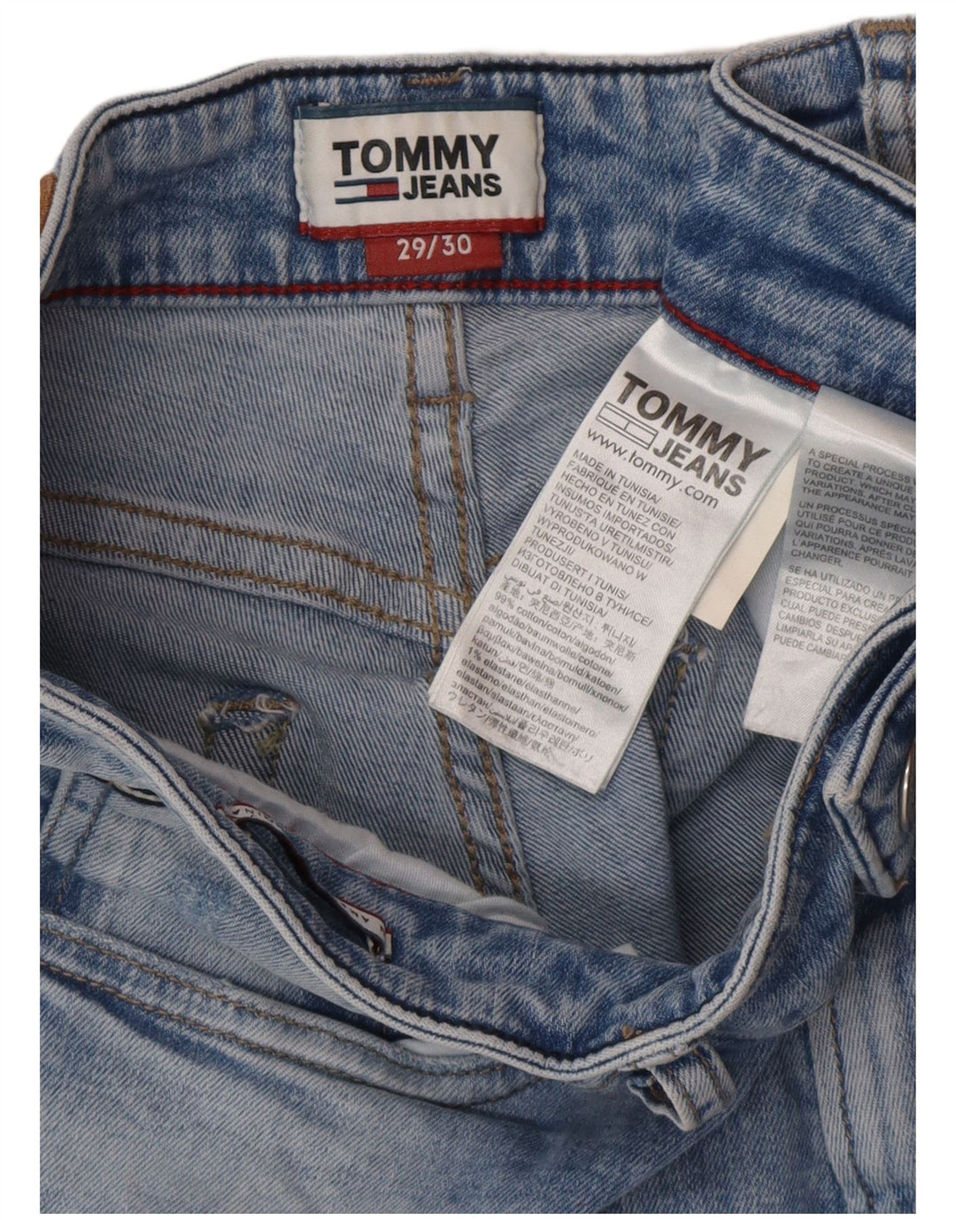 TOMMY HILFIGER Masculino Slim Jeans W29 L30 Azul Algodão