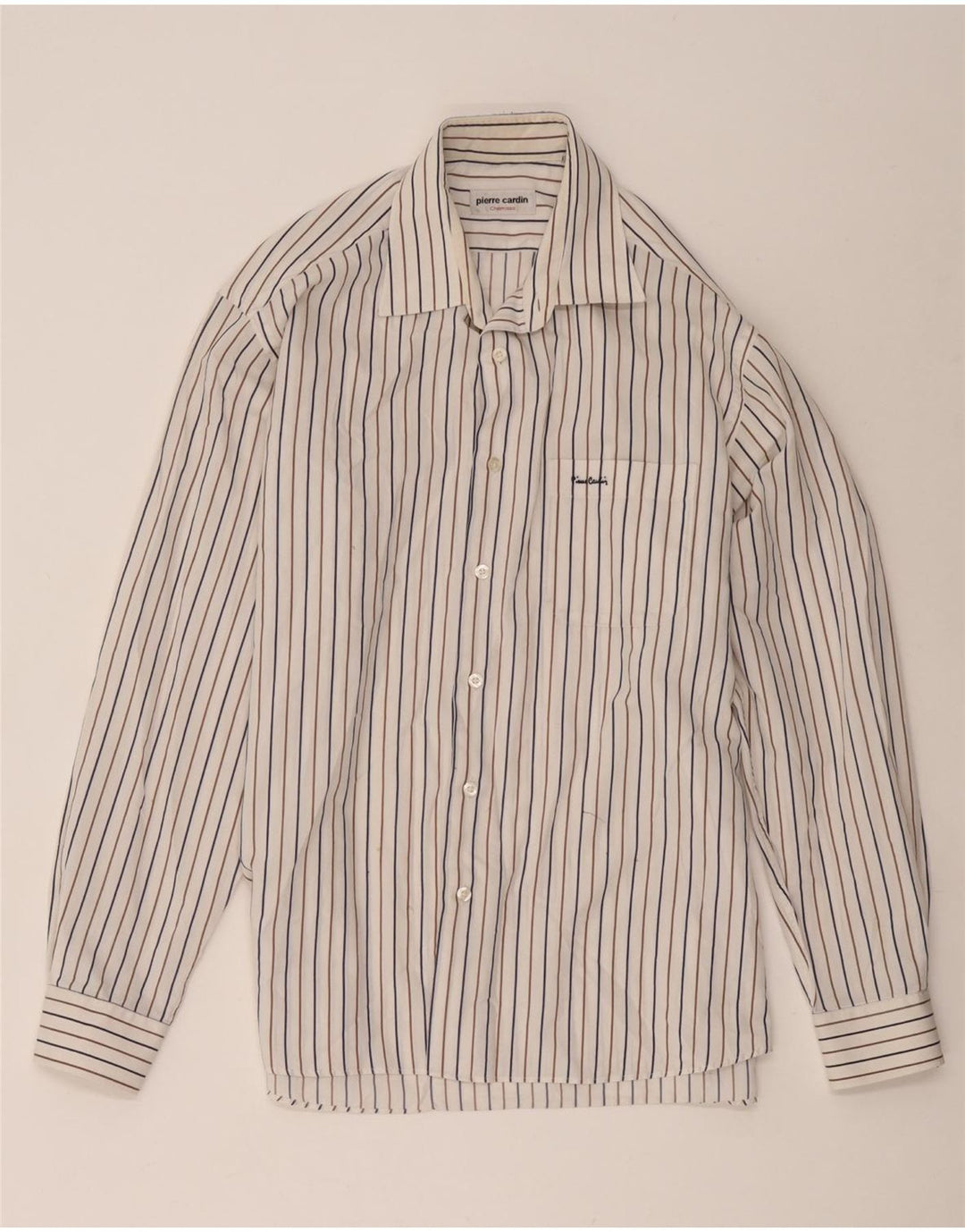 Camisa masculina Pierre Cardin tamanho 41 listrado branco médio