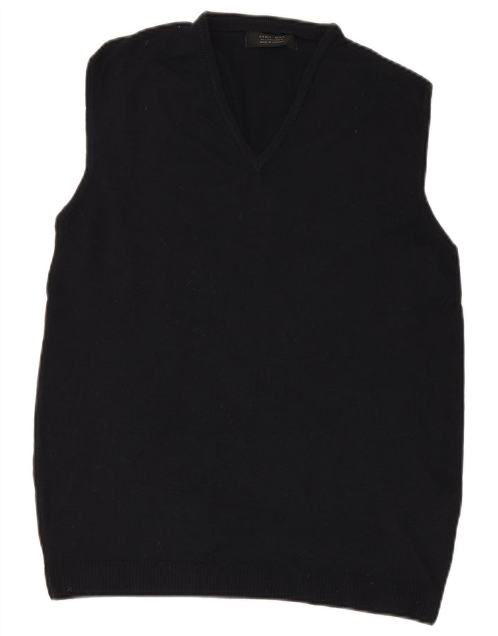 Regata masculina ZARA com colete grande de lã azul marinho