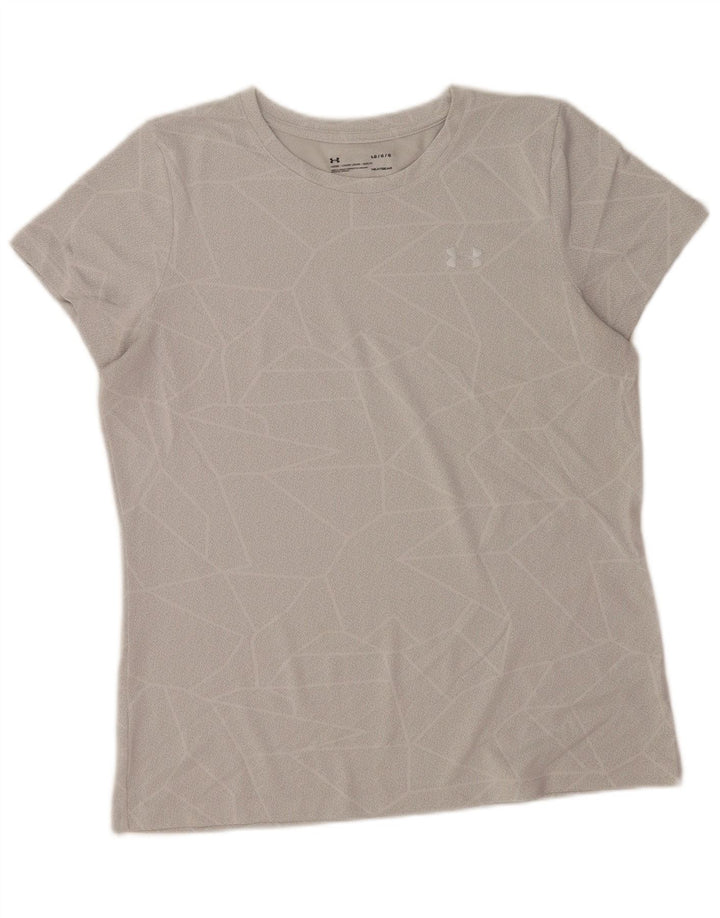 Camiseta masculina Under Armour Heat Gear Top grande poliéster geométrico cinza