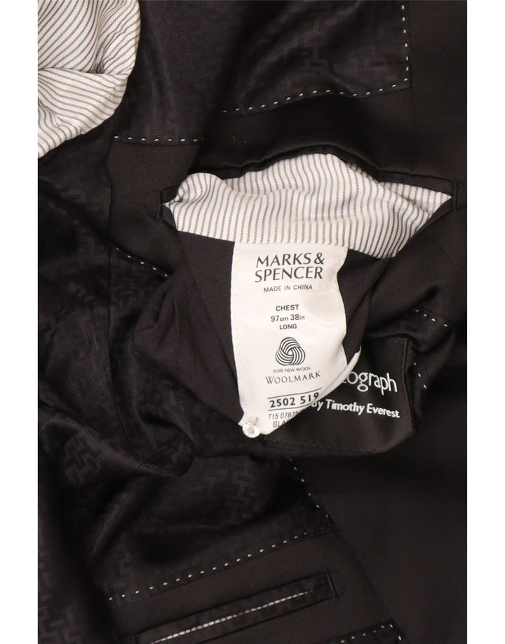 Jaqueta Marks & Spencer masculina Autograph Longline Blazer Reino Unido 38 Médio Preto