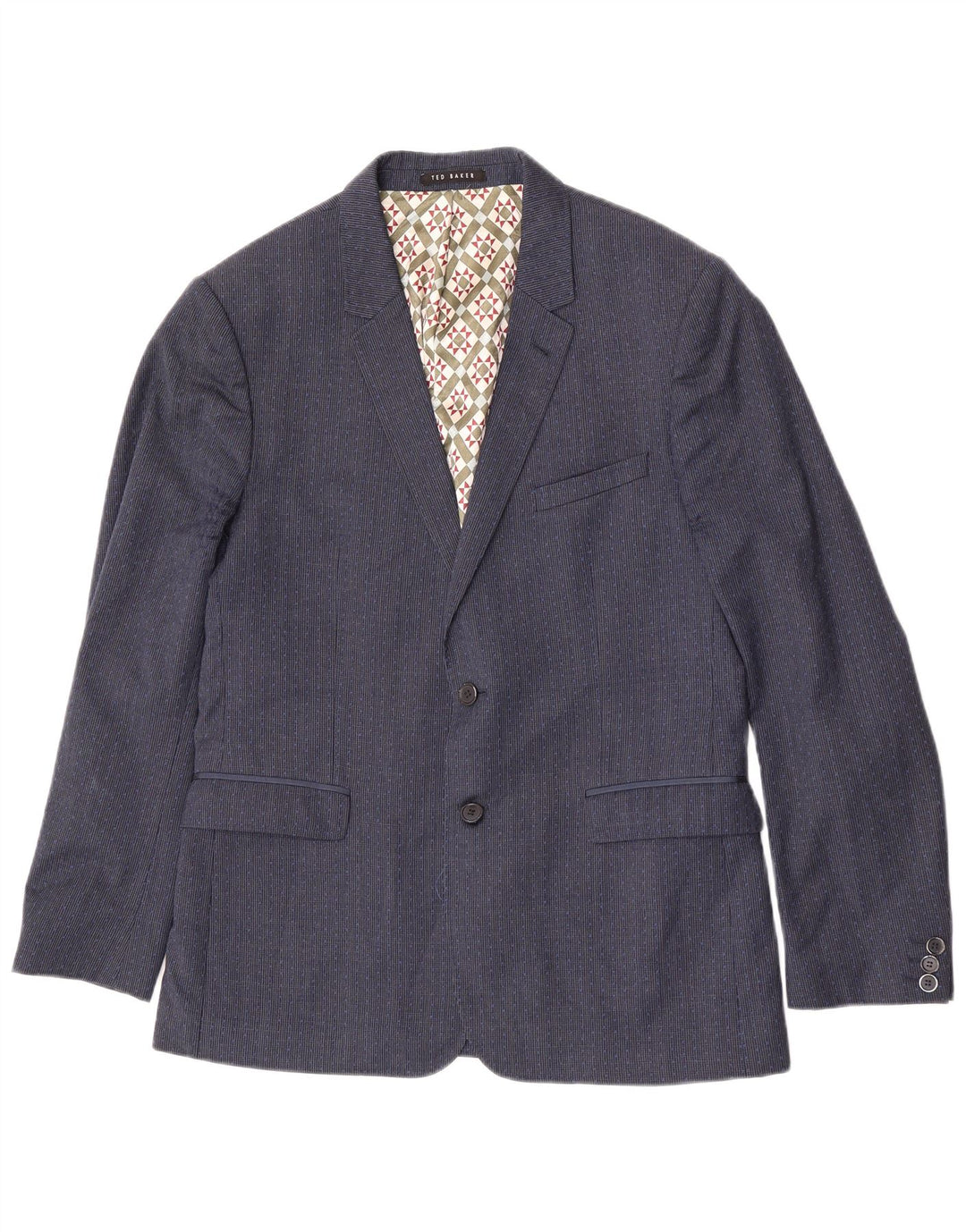 Jaqueta blazer masculina de 2 botões Ted Baker UK 42 XL azul marinho lã houndstooth