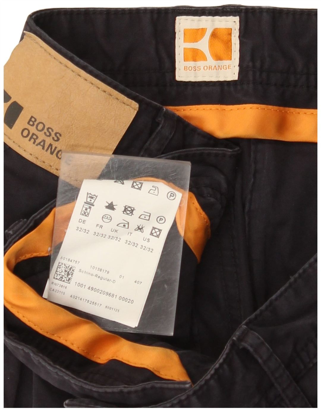 Calça Chino Masculina HUGO BOSS Regular Fit W32 L32 Azul Marinho Algodão